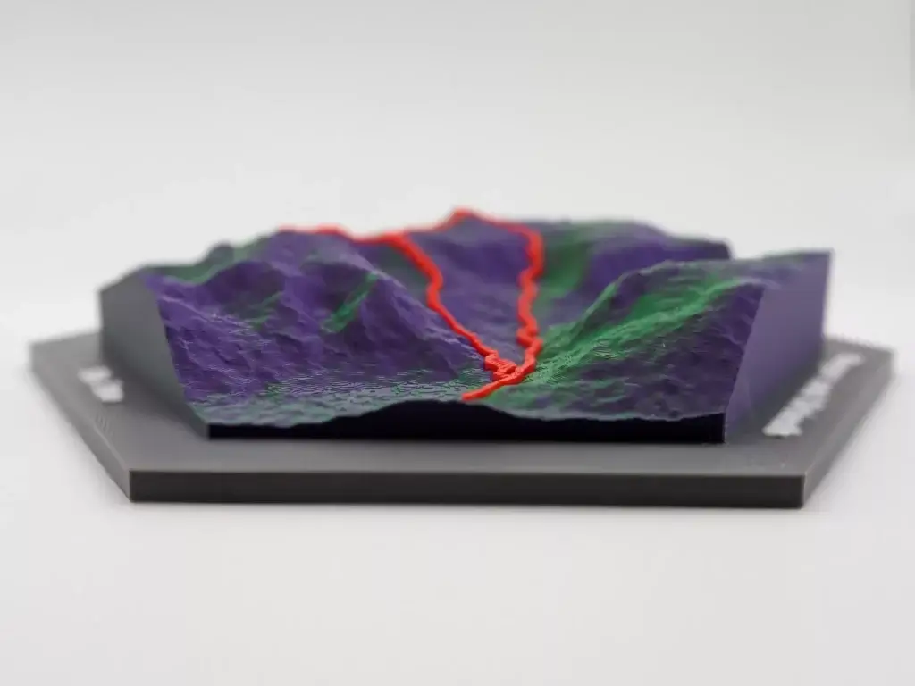 Custom 3D Trail Hiking or Biking - Side View on a Base plate