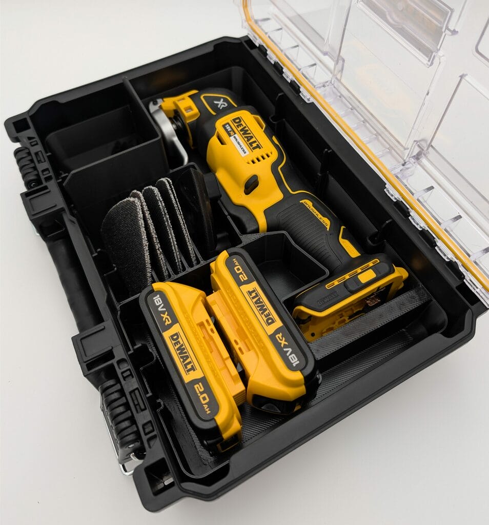 DWST83392 Multi Tool Insert - Displayed is the Dewalt 18V Oscillating Multi-tool inside a Toughsystem 2.0 1/ width box